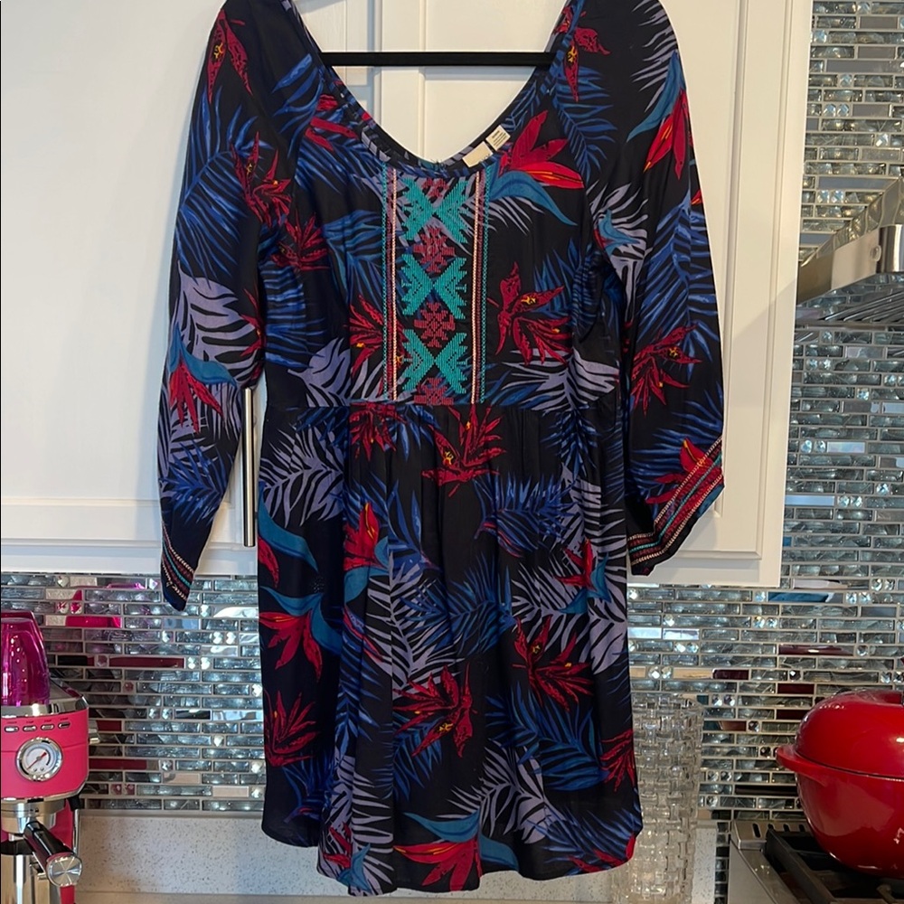Roxy Red and Blue Long Sleeve Sundress